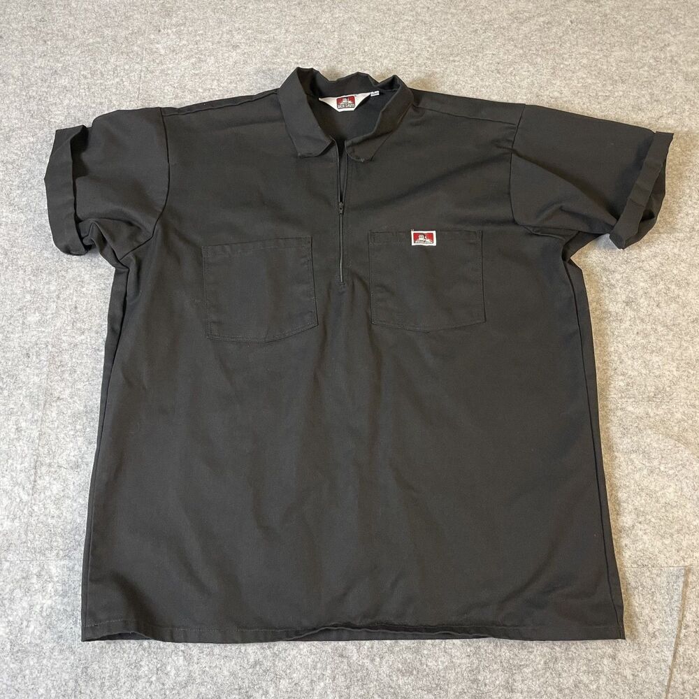 Ben Davis Short Sleeve Cotton Blend Quarter 1/4 Zip Work Shirt Men's XL RG 1027